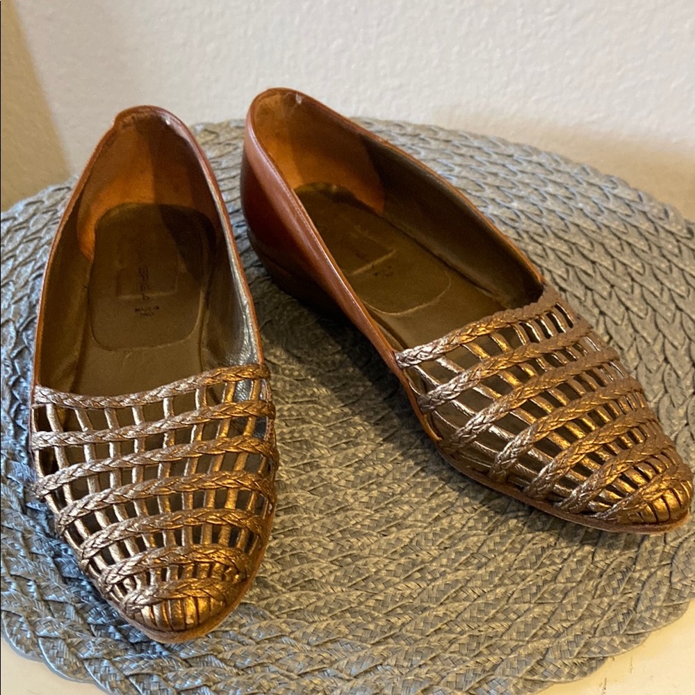 Elegant Brown and Gold Women's Loafers